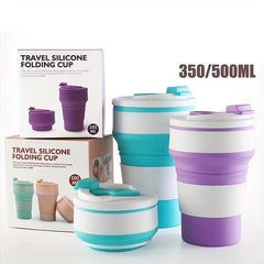 1pc Collapsible Water Bottle with Lid Portable Silicone Cup
