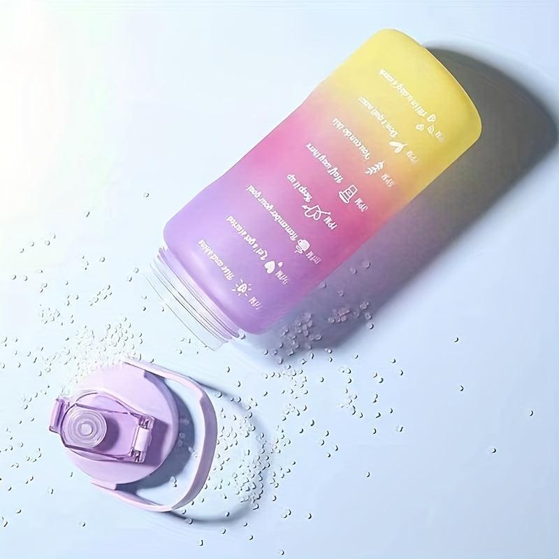 Gradient Motivational Sports Water Bottle with Straw