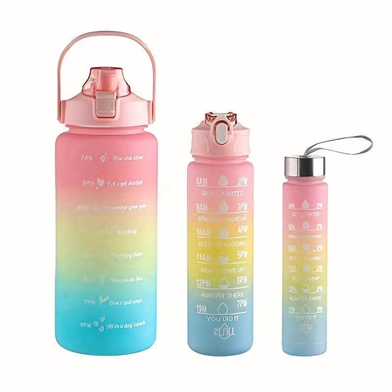 Gradient Motivational Sports Water Bottle with Straw