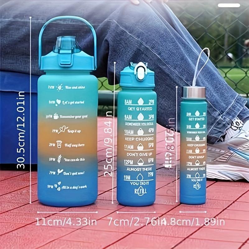 Gradient Motivational Sports Water Bottle with Straw