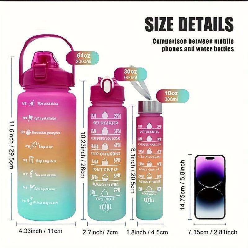 Gradient Motivational Sports Water Bottle with Straw