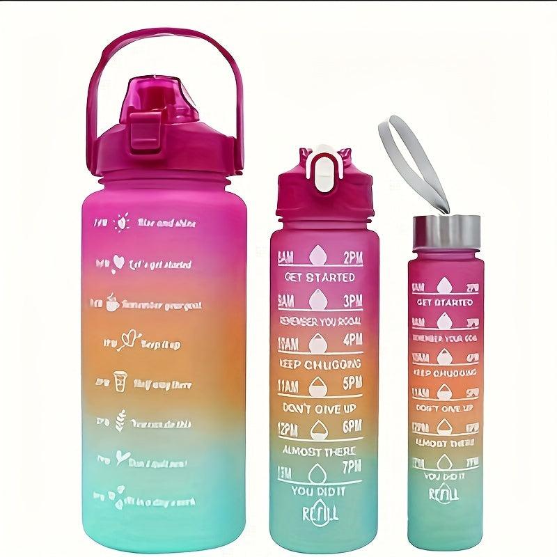 Gradient Motivational Sports Water Bottle with Straw