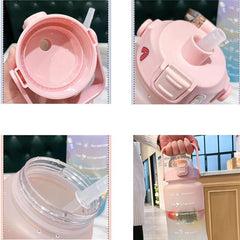2000ml Sports Water Bottle With Time Marker Large Capacity Water Cup