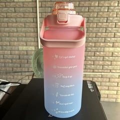 2000ml Sports Water Bottle With Time Marker Large Capacity Water Cup