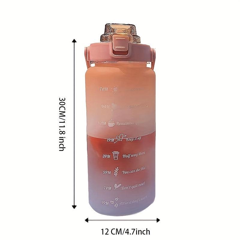 2000ml Sports Water Bottle With Time Marker Large Capacity Water Cup