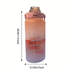 2000ml Sports Water Bottle With Time Marker Large Capacity Water Cup