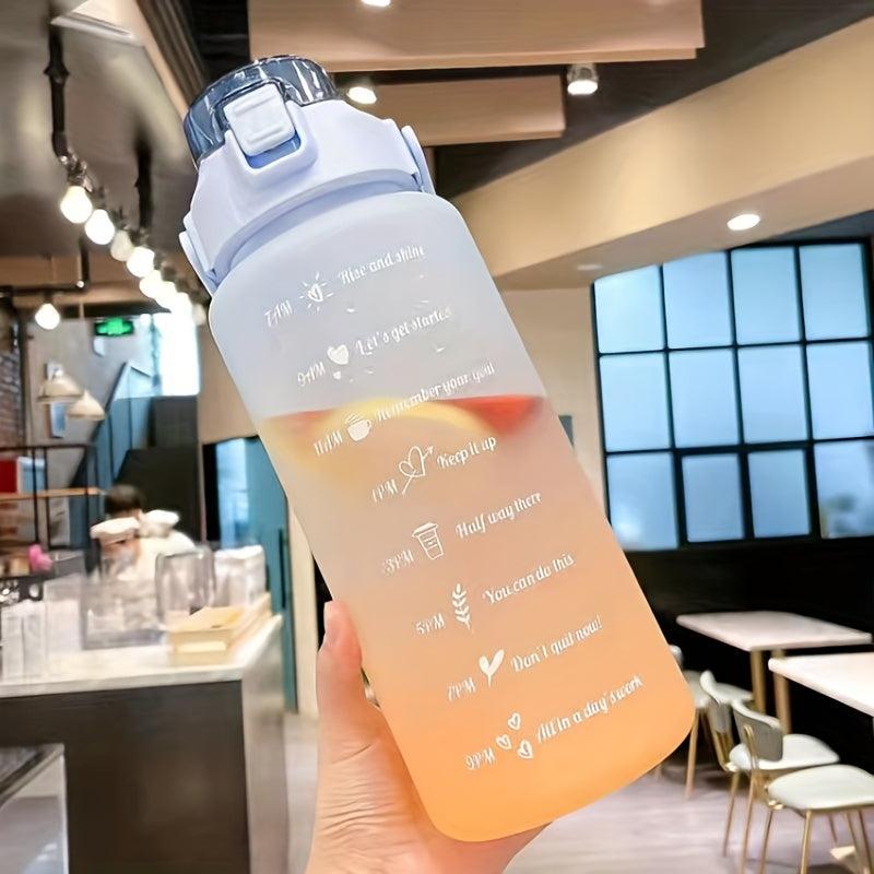 2000ml Sports Water Bottle With Time Marker Large Capacity Water Cup