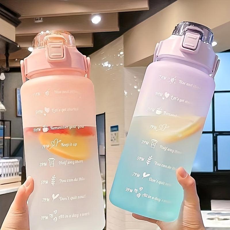 2000ml Sports Water Bottle With Time Marker Large Capacity Water Cup