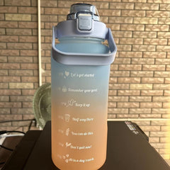 2000ml Sports Water Bottle With Time Marker Large Capacity Water Cup