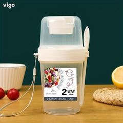 Breakfast Salad Cup Food Container Jar with Fork Cover