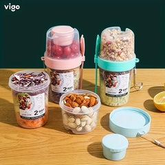 Breakfast Salad Cup Food Container Jar with Fork Cover