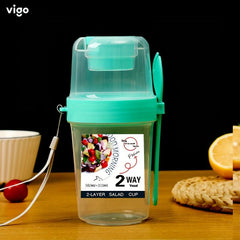 Breakfast Salad Cup Food Container Jar with Fork Cover