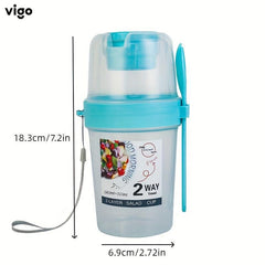 Breakfast Salad Cup Food Container Jar with Fork Cover
