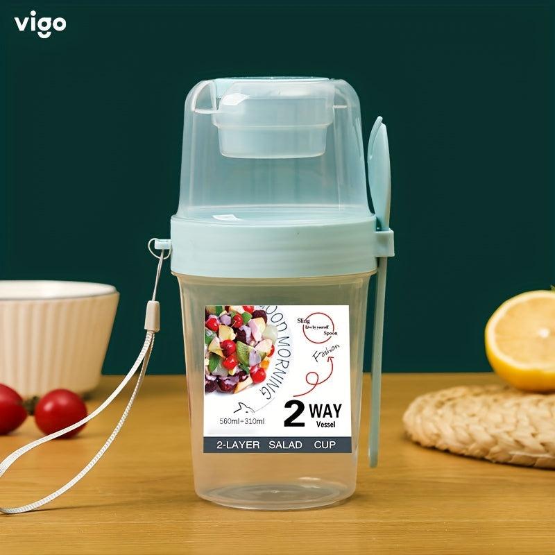 Breakfast Salad Cup Food Container Jar with Fork Cover