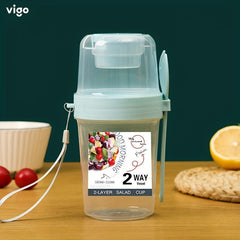 Breakfast Salad Cup Food Container Jar with Fork Cover