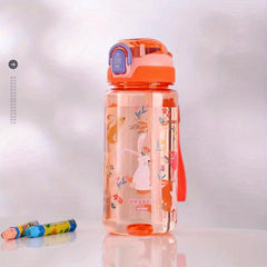 21oz Cartoon Water Bottle Bouncing Lid Leak-proof Plastic Sports Bottle