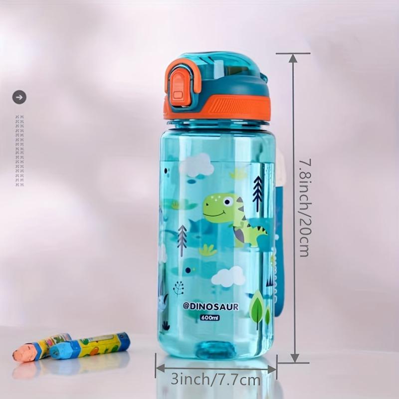 21oz Cartoon Water Bottle Bouncing Lid Leak-proof Plastic Sports Bottle