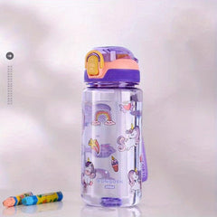 21oz Cartoon Water Bottle Bouncing Lid Leak-proof Plastic Sports Bottle