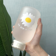 480ml Matte Glass Water Bottle with Straw, Sunflower Design, Back to School