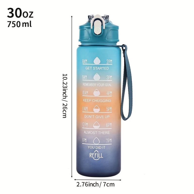 Rainbow Sports Water Bottle 32 Oz with Time Marker