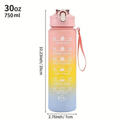 Rainbow Sports Water Bottle 32 Oz with Time Marker