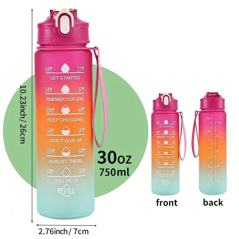 Rainbow Sports Water Bottle 32 Oz with Time Marker