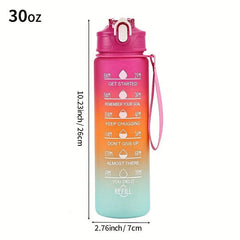 Rainbow Sports Water Bottle 32 Oz with Time Marker