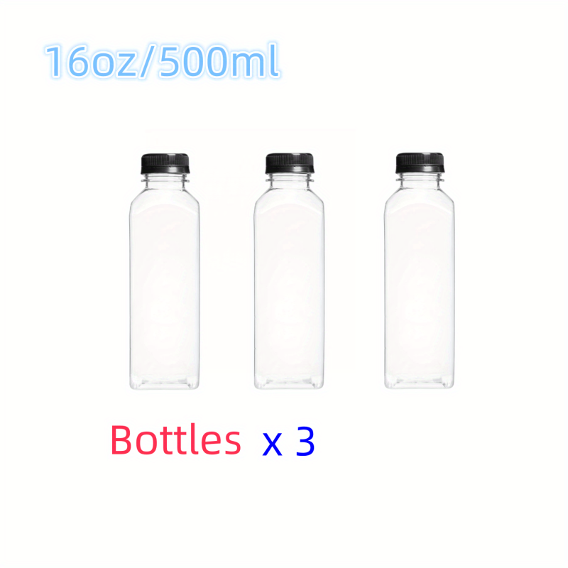 5pcs 8-16oz Water Bottles with Leak-Proof Lid Clear Plastic Juice Bottles