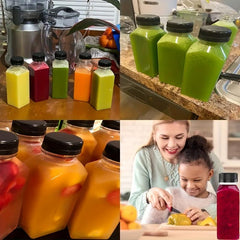 5pcs 8-16oz Water Bottles with Leak-Proof Lid Clear Plastic Juice Bottles