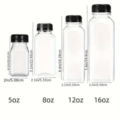 5pcs 8-16oz Water Bottles with Leak-Proof Lid Clear Plastic Juice Bottles