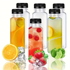 5pcs 8-16oz Water Bottles with Leak-Proof Lid Clear Plastic Juice Bottles