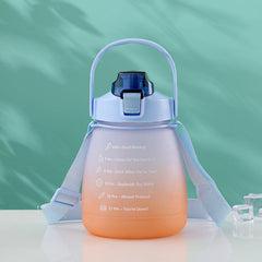 Gradient Water Bottle with Straw and Strap
