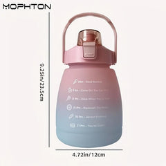 Gradient Water Bottle with Straw and Strap