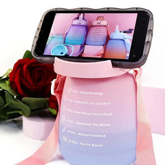 Gradient Water Bottle with Straw and Strap