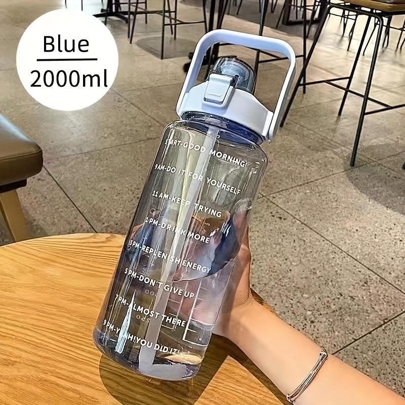 2000ml Leak Proof Sports Water Bottle with Straw