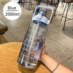 2000ml Leak Proof Sports Water Bottle with Straw