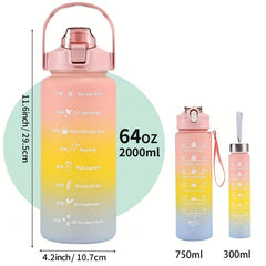 Frosted Motivational Water Bottle - Large Capacity