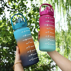 Frosted Motivational Water Bottle with Straw & Gradient - 1pc