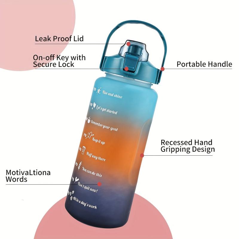 Frosted Motivational Water Bottle with Straw & Gradient - 1pc