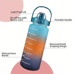 Frosted Motivational Water Bottle with Straw & Gradient - 1pc