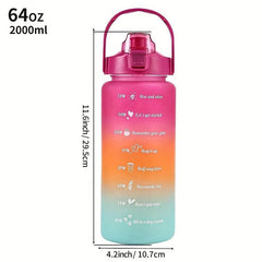 Frosted Motivational Water Bottle with Straw & Gradient - 1pc