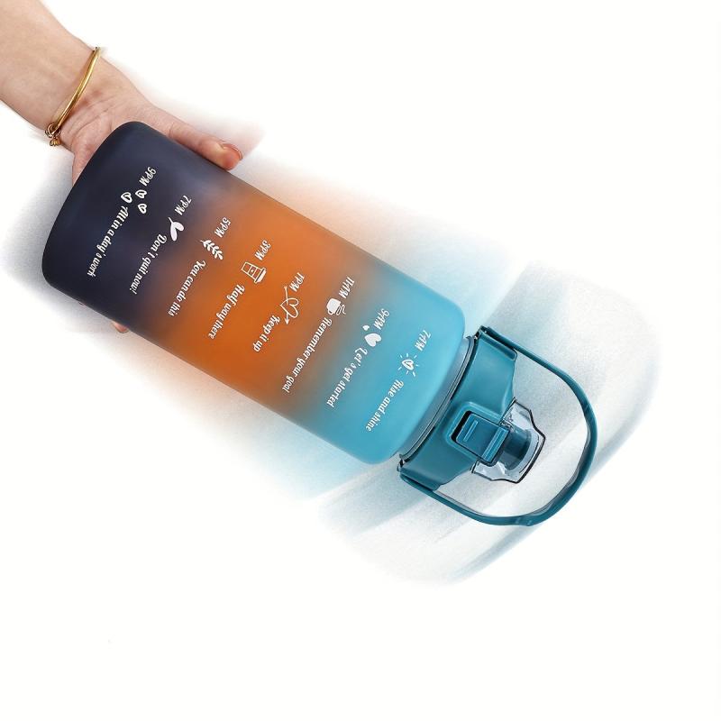 Frosted Motivational Water Bottle with Straw & Gradient - 1pc