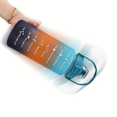 Frosted Motivational Water Bottle with Straw & Gradient - 1pc