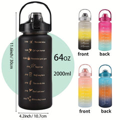 Frosted Motivational Water Bottle with Straw & Gradient - 1pc