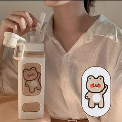 23oz Plastic Sports Water Bottle With Graduated Straw Water Cup