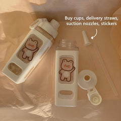 23oz Plastic Sports Water Bottle With Graduated Straw Water Cup