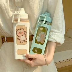 23oz Plastic Sports Water Bottle With Graduated Straw Water Cup