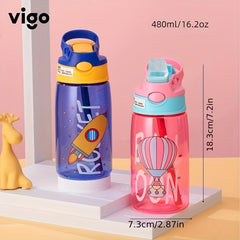 480ml Creative Water Bottle with Straw for Outdoor Camping and Sports