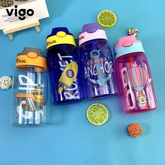 480ml Creative Water Bottle with Straw for Outdoor Camping and Sports