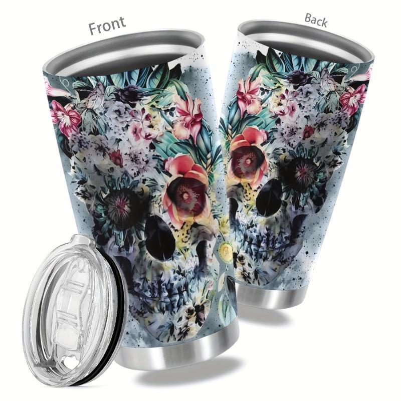 20oz Skull Print Stainless Steel Tumbler Double Wall Vacuum Insulated Travel Mug